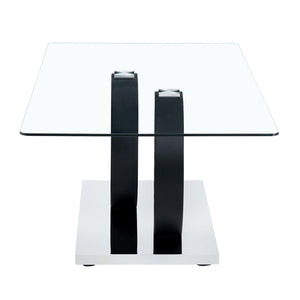 English Elm Modern Glass Top Coffee Table with Sculptural Mdf Base for Contemporary Living Rooms W3875P404317
