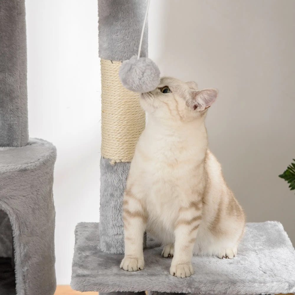 English Elm Large Floral Cat Tree 74 Inch Teddy Fleece Multi Level Tower with Sisal Scratching Posts T3971P413085