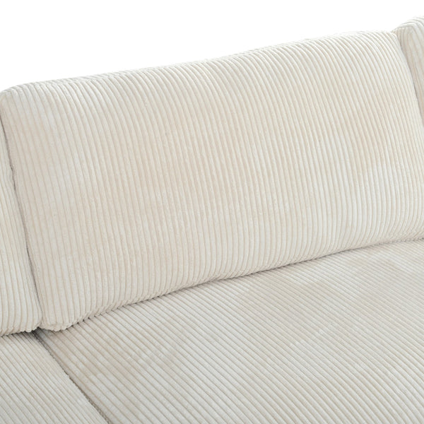 English Elm U_Style Modular Sectional Sofa with Ottoman — Spacious 5-6 Seater L-Shaped Corner Sofa, Plywood Frame, Durable Polyester Upholstery Beige WY000421AAA