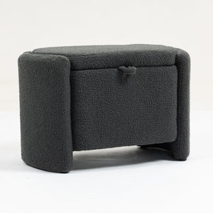 English Elm Mid Mid Century Modern Velvet Accent Chair with Wood Frame, Storage Ottoman, Cozy Reading Seat Grey W547P299474