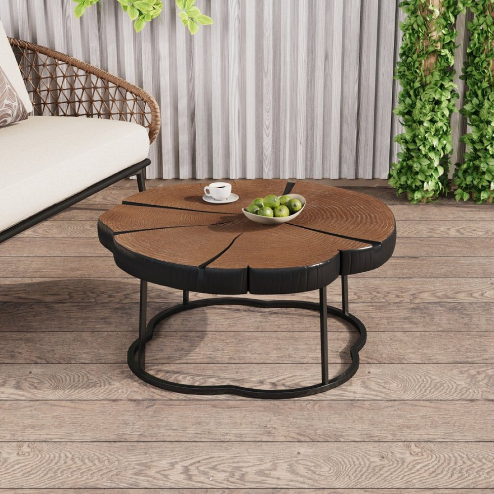 English Elm Irregular Mgo Coffee Table Hand Distressed Industrial Artisan Design for Living Room N770P363945N