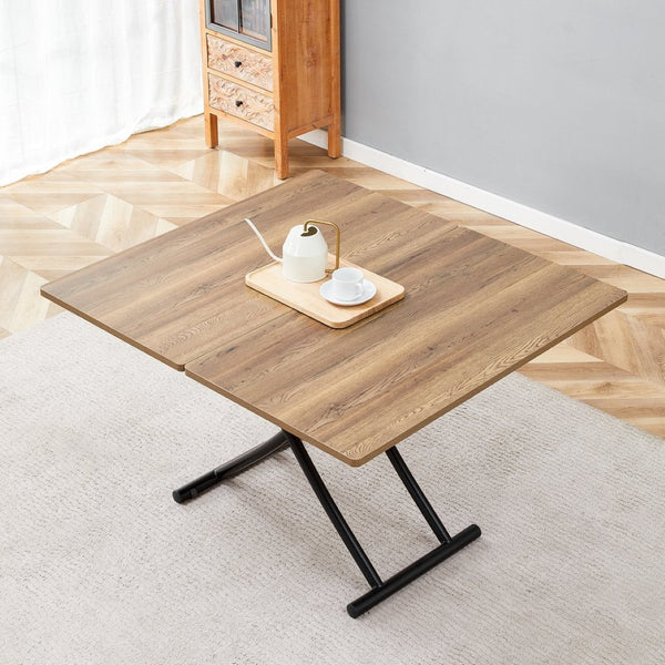 English Elm Modern Adjustable Lift Table Walnut Grain Mdf Top Slim Metal Legs Home Office Use Black,Natural Wood W1151P302104