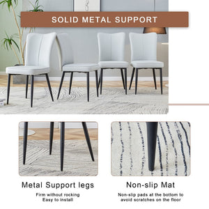 English Elm Table 5-Piece Modern Dining Set - 31.5" Dark Wood Grain Round Table & 4 Light Gray Pu Chairs W1151S02488-GIGA