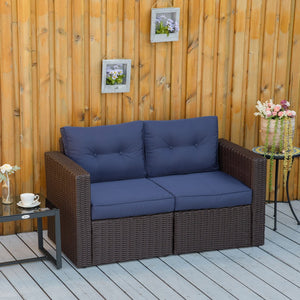 English Elm Outsunny 2-Piece Outdoor Wicker Corner Sofa Set With Cushions - Stylish Patio Furniture For Cozy Retreat W2225P217679-GIGA