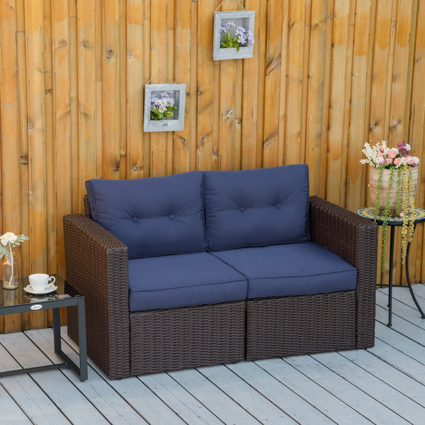 English Elm Outsunny 2-Piece Outdoor Wicker Corner Sofa Set With Cushions - Stylish Patio Furniture For Cozy Retreat W2225P217679-GIGA