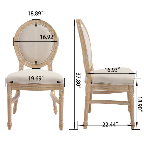 English Elm French Country Dining Chairs Set Of 2 - Elegant Upholstered, Stackable & Versatile For Any Space W3426P324205