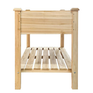 English Elm Raised Wood Planter Bed Counter Height Ergonomic Design with Drainage Tray and Tool Shelf W3166P444935