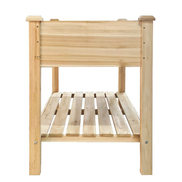 English Elm Raised Wood Planter Bed Counter Height Ergonomic Design with Drainage Tray and Tool Shelf W3166P444935