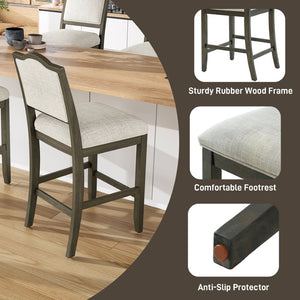 English Elm Counter Height Rubberwood Barstools Set of 2 Upholstered Seats for Kitchen Island Brown N752P377070D