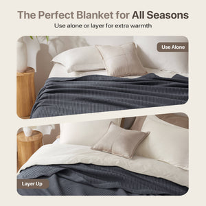 English Elm 1PC Twin Cotton Waffle Blanket 300gsm Lightweight Breathable Cozy Throw for Year-Round Comfort DARK GREY 15.75 L x 12.2 W x 3.94 H B035P341137