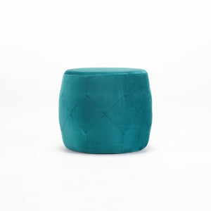 English Elm Ball Cast Round Nesting Ottoman Set Linen Upholstered Hidden Storage with Wooden Tray Blue W3163P379372
