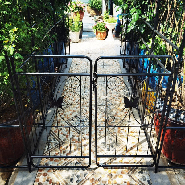 English Elm Metal Garden Arch with Double Gate Powder Coated Steel Frame for Climbing Plants W1586P148090