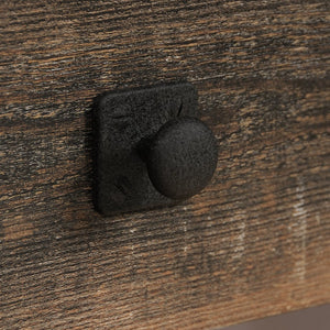 English Elm Side Table With Rolling Casters - Brown Industrial Finish, Spacious Top & Smart Storage Solution B356P367951-GIGA