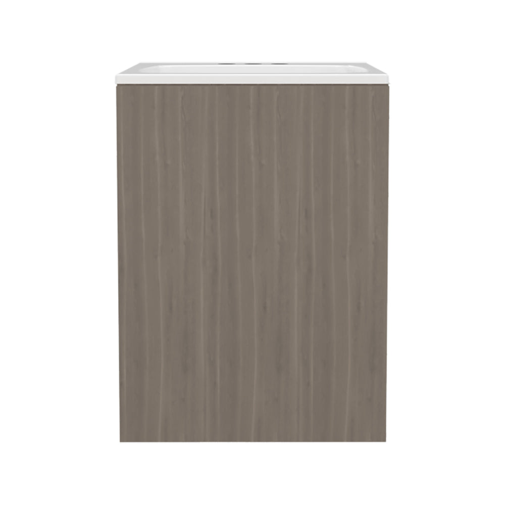 English Elm Siena Wall-Mounted Mirror Cabinet with Internal Shelves, Space-Saving Melamine Vanity Storage White Oak 18.5 L x 18.1 W x 7.1 H B128S00189