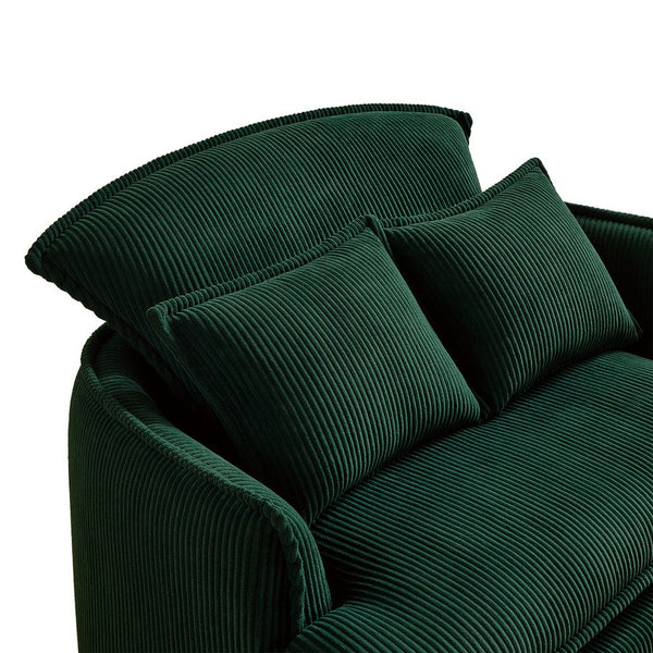 English Elm Convertible Compressed Sofa Chair Ottoman Corduroy Fold-Out Recliner for Small Spaces Dorm Apartments Green W1036P251813