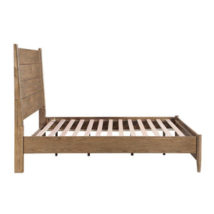 English Elm Modern Hickory Veneer Queen Bed with Tall Headboard and Removable Upholstered Cushion B011S02164