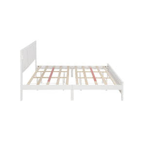 English Elm King Pine Wood Platform Bed with Led Lighting Usb Charging Tall Panel Headboard White W504S00274