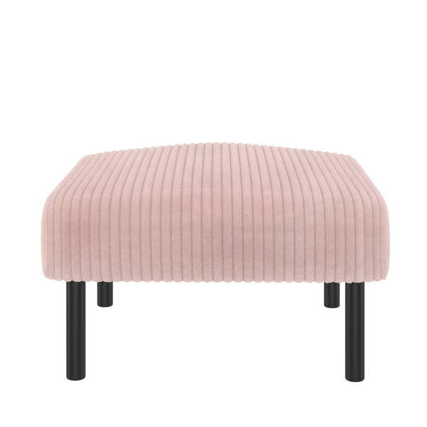 English Elm UNITED Corduroy Ottoman Footstool with Sturdy Frame, Soft Padded Seat, Versatile Living Room Stool Pink W1568P307253