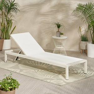 English Elm Christopher Knight Home® - Cape Coral Kd Chaise Lounge - Lightweight Aluminum Frame, Adjustable Mesh Recliner For Outdoor Comfort 57592.00WHI
