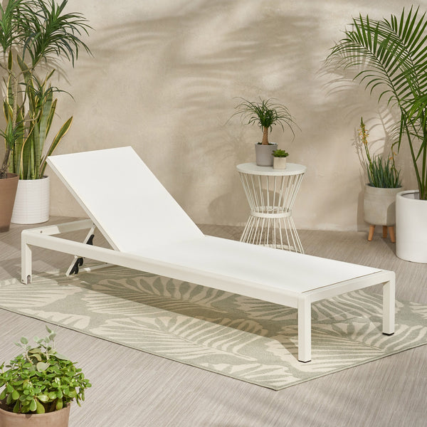 English Elm Christopher Knight Home® - Cape Coral Kd Chaise Lounge - Lightweight Aluminum Frame, Adjustable Mesh Recliner For Outdoor Comfort 57592.00WHI