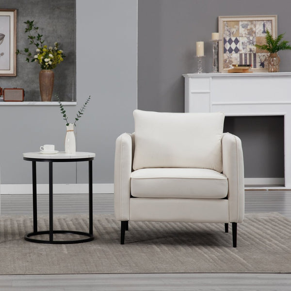 English Elm Accent Velvet Armchair Mid-century Modern Plush Seat with Metal Legs for Any Room W3244P327103