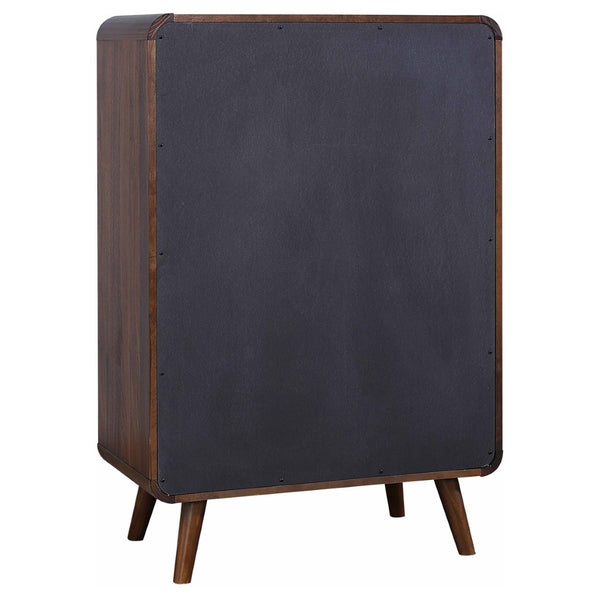 English Elm Roxbury Mid-century California King Bedroom Set with Walnut Veneer and Tufted Headboard B062S00728