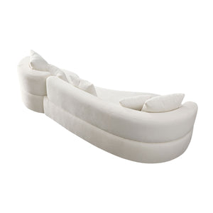 English Elm 110.23 Modern Curved 4-Seat Rotatable Sofa Couch – 360° Swivel Upholstered Fabric Cream Beige Comfort Retreat W2582S00099