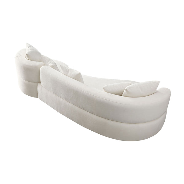 English Elm 110.23 Modern Curved 4-Seat Rotatable Sofa Couch – 360° Swivel Upholstered Fabric Cream Beige Comfort Retreat W2582S00099