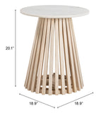 Mazara Side Table White & Natural 109862 Zuo Modern