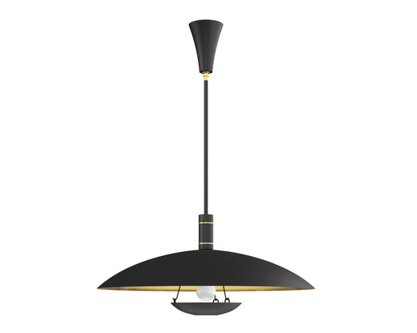 Sunpan WENDELL Pendant Light - Artisan-Crafted Industrial Dome Fixture for Warm Ambient Illumination 109752