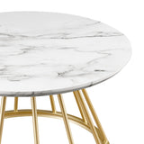 English Elm Walker Edison - Modern Round Coffee Table With Metal Base – White Marble / Gold