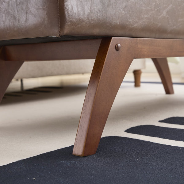 English Elm COOLMORE Teddy fabric storage bench with solid wood feet, hidden compartment for tidy bedroom organization Brown PU W1539P242720