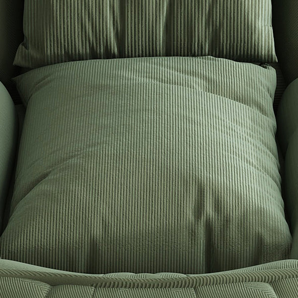 English Elm Upholstered Foldable Lazy Sofa Bed with 5 Recline Positions, Corduroy Tatami Chair with Pillows—Comfortable Space-Saving Lounge for Living Room and Bedroom Green W2699P324229