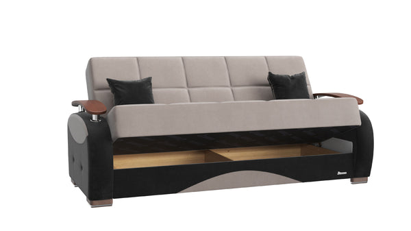 English Elm PrimeNest Upholstered Convertible Sofabed with Storage Ottoman, Microfiber Comfort, Space-Saving Design Gray B030P286546