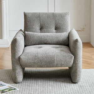 English Elm Ergonomic Tufted Velvet Accent Chair Solid Wood Frame with Lumbar Support Compact Seating Gray W1765P366981