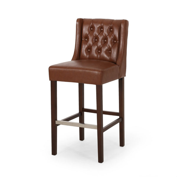 English Elm 30.5 Inch Tufted Pu Upholstered Bar Stool with Metal Footrest for Kitchen Island N780P366612G