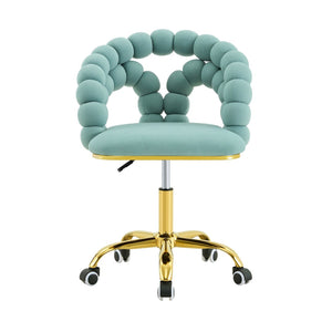 English Elm Modern Velvet Bubble Back Swivel Chair Glam Upholstered Seat for Vanity or Desk Gold,Teal W3875P442947