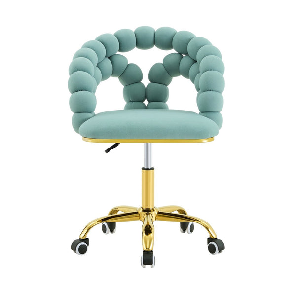 English Elm Modern Velvet Bubble Back Swivel Chair Glam Upholstered Seat for Vanity or Desk Gold,Teal W3875P442947