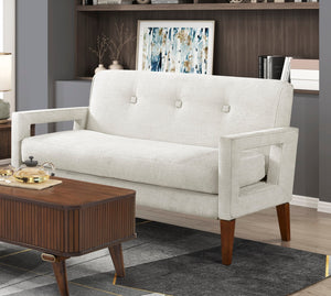 English Elm Modern Belfort Living Room 2pc Set Loveseat and Chair in Chenille with Reversible Cushions, Walnut Legs, Easy Care Beige 55.5 L x 29.25 W x 17.5 H B011S01690