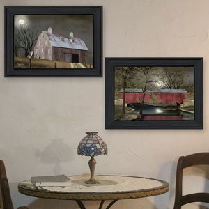 English Elm "midnight Moon" Billy Jacobs 2-piece Framed Nocturnal Art Set for Gallery Walls B06787783