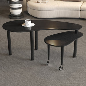 English Elm Contemporary rotatable cocktail table with 360° swivel top, sintered stone & MDF surface, space-saving design Black W2899P372752