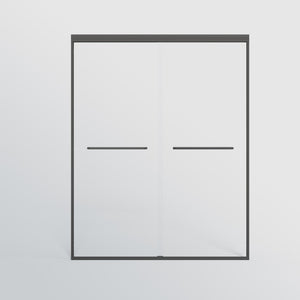 English Elm 56-60 in Semi-frameless Bypass Shower Door with Tempered Glass and Aluminum Hardware Matte Black W1920P300301
