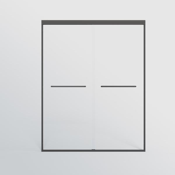 English Elm 56-60 in Semi-frameless Bypass Shower Door with Tempered Glass and Aluminum Hardware Matte Black W1920P300301
