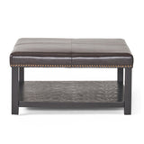 Christopher Knight Home® - Noble House - Julia Contemporary Upholstered Birch Wood Ottoman with Shelf, Brown and Dark Brown