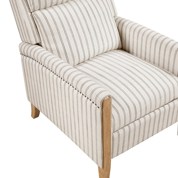 English Elm Classic Farmhouse Push-Back Recliner Chair with Striped Fabric, Nailhead Trim, Solid Wood Frame, 300lb Capacity B011P396186