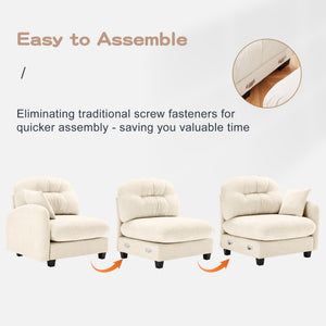 English Elm Loveseat Modular Cloud Sectional Sofa with Tufted Chenille Backrest, Ergonomic High-Density Comfort, Durable Wood Base Beige W714S01364