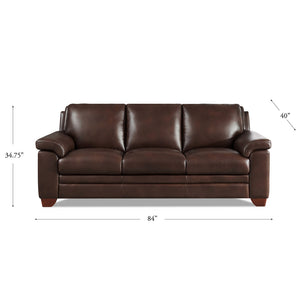 English Elm Magnum Chestnut Leather Sofa with Pocketed Coils, Top-Grain Seating, Kiln-Dried Frame, 85"L B2705P329295