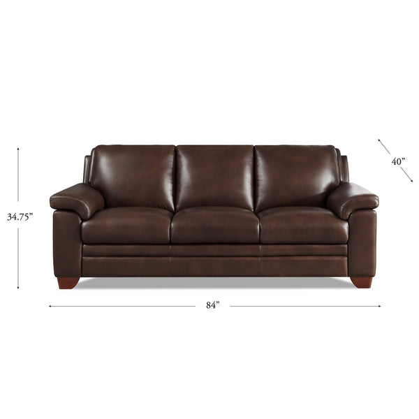 English Elm Magnum Chestnut Leather Sofa with Pocketed Coils, Top-Grain Seating, Kiln-Dried Frame, 85"L B2705P329295