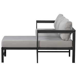 English Elm U_style Outdoor L-shaped Sectional Iron Frame Patio Sofa with Thick Foam Cushions Gray WY000480AAE