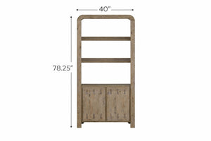 English Elm English Knotty Oak Veneer Tall Bookcase with Bowtie Inlay and Soft Close Doors B2699P443214